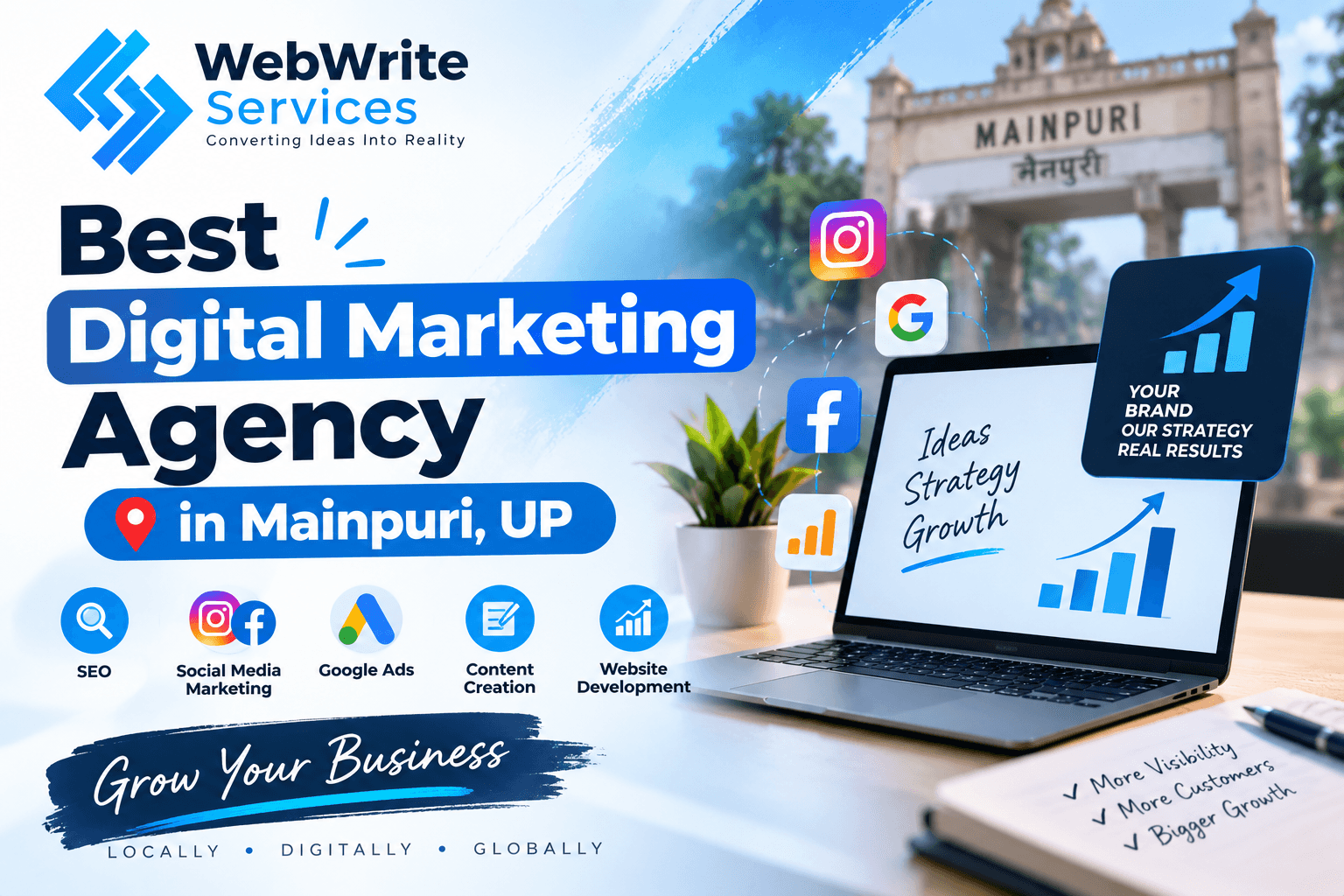 Best Digital Marketing Agency in Mainpuri, UP — Grow Your Business Online with WebWrite Services